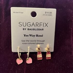 Sugarfix by BaubleBar Yes Way Rose Statement Earring Set Hoop Post